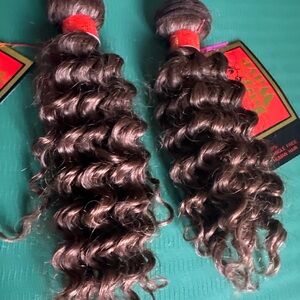 Deep Wave 💯 human Hair Extensions - Auburn 12”